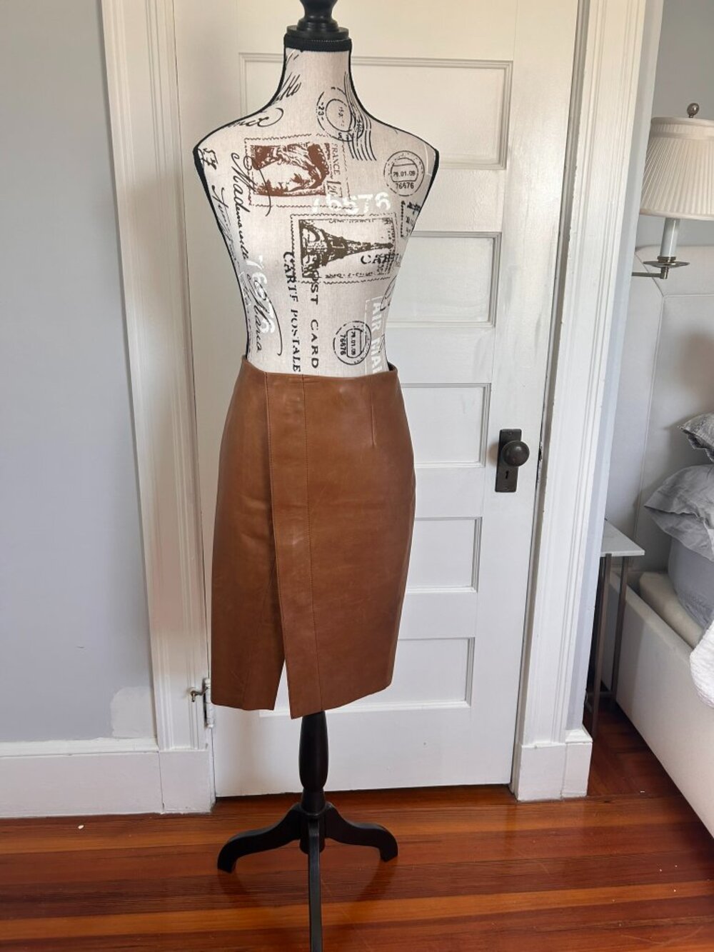 Brown wrap leather skirt Size 6